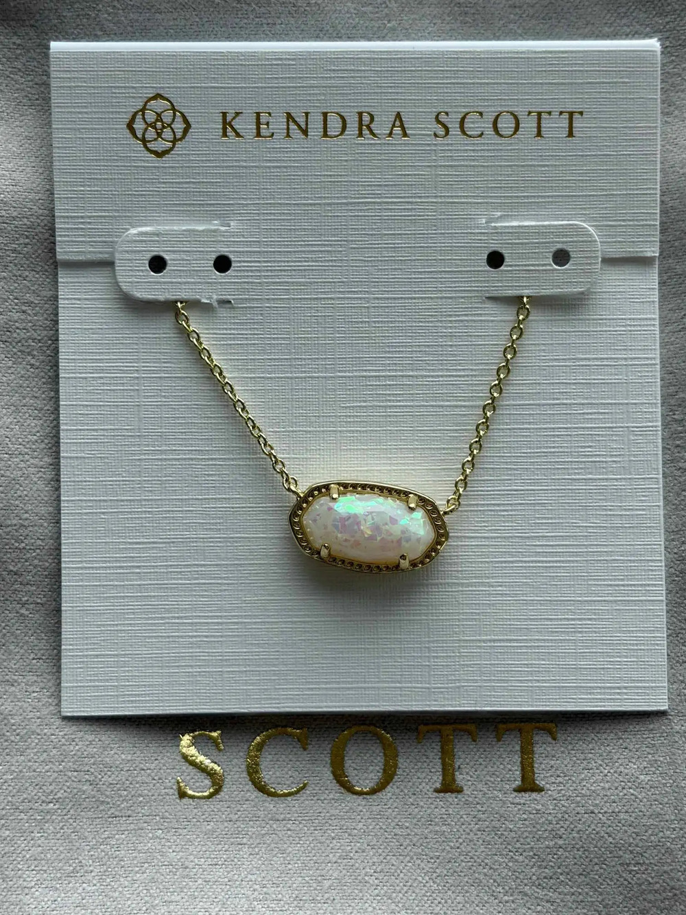 Kendra Scott pendant necklace, bi-color glass/white